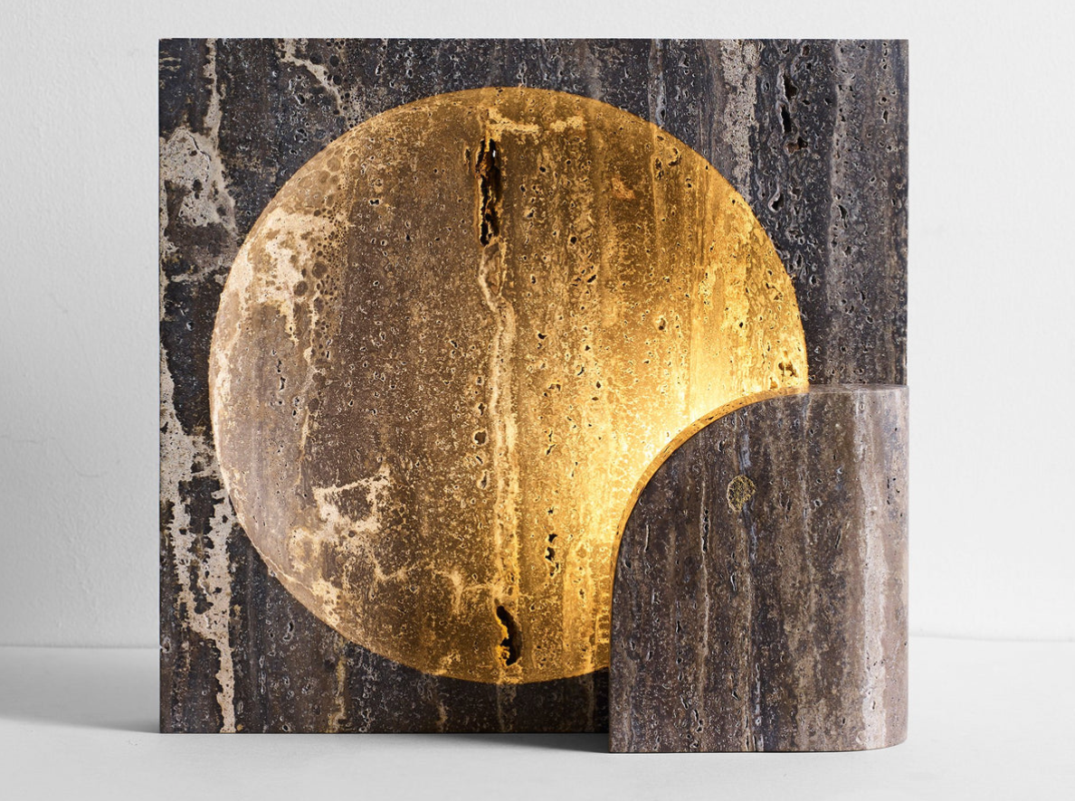 Studio Henry Wilson Block Sconce Black Travertine